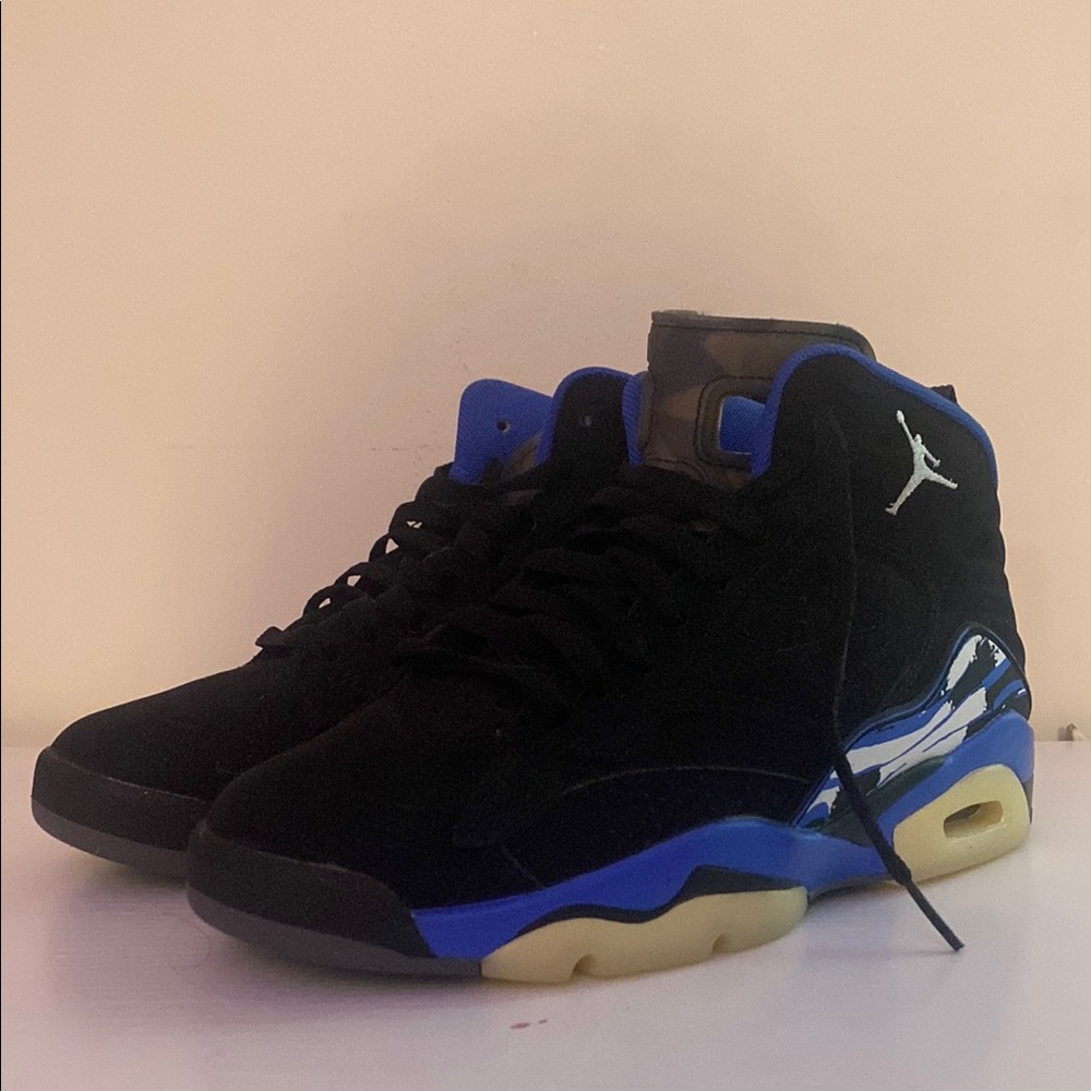 Black and Blue High-Top Sneakers